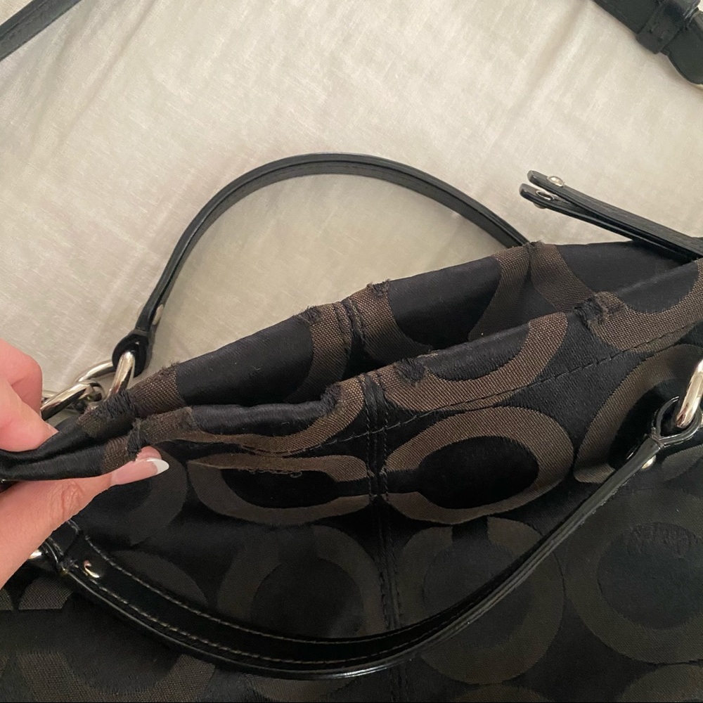 SOLD Coach op art black sateen hobo bag - Picture 10 of 12